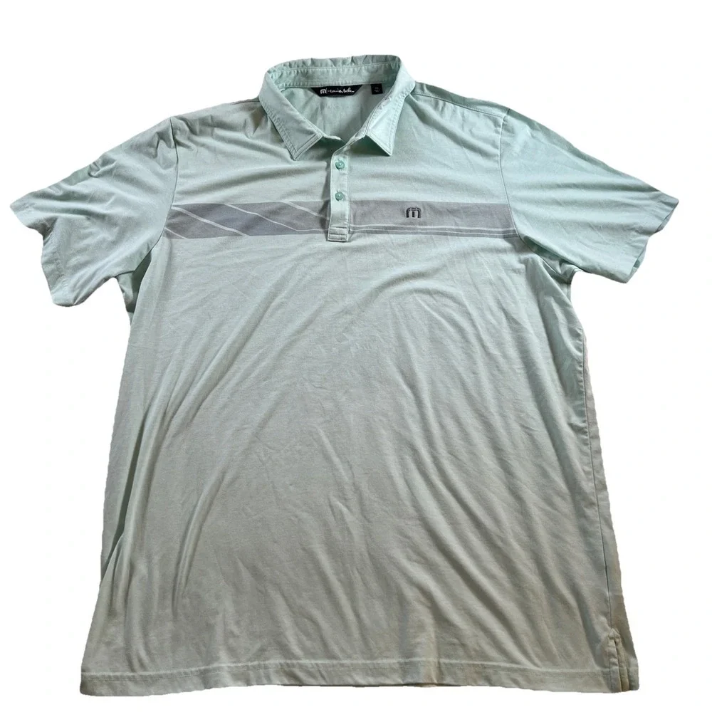 Travis Mathew Shirt Men's XXL‎ Blue Green Short Sleeve Golf Polo